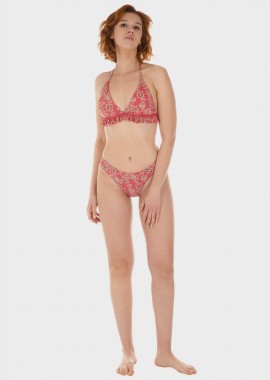 gsecret - Γυναικείο σετ μαγιό bikini τριγωνάκι all print slip μεσοκάβαλο παρτό.Καλύπτει B CUP ΣΑΠΙΟ ΜΗΛΟ